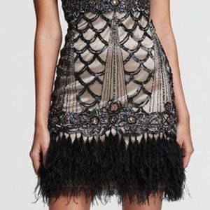 Sue Wong ostrich feather trim 1920s Gatsby dress